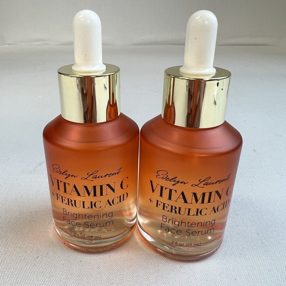 Evelyn Laurent Vitamin C + Ferulic Acid Brightening Face Serum 2 oz Lot Of 2